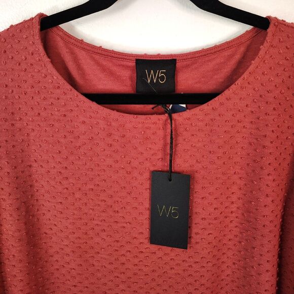 NEW! W5 Anthropologie Textured Large Women's Dusty Rose Pink 3/4 Sleeve Blouse - Picture 2 of 6
